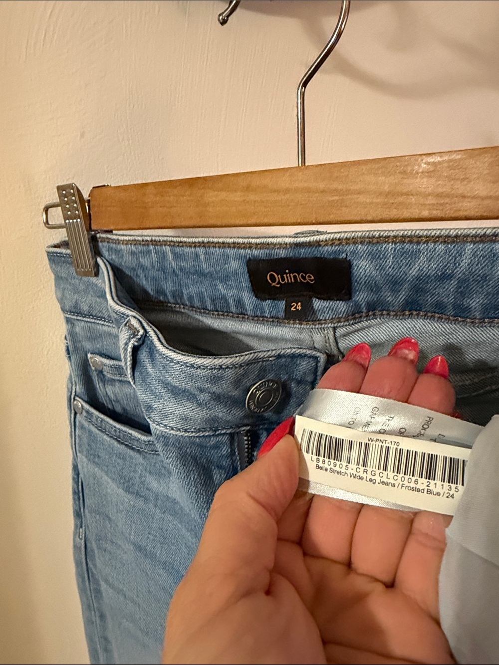 Quince Women's Light Blue Wide Leg Jeans 30”L 24” waist